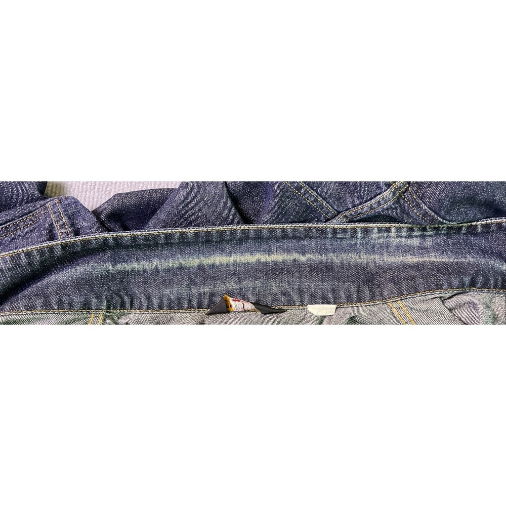 Polo Ralph Lauren Mens Denim Trucker Jacket Dark Wash Distressed Blue XL - Picture 10 of 16